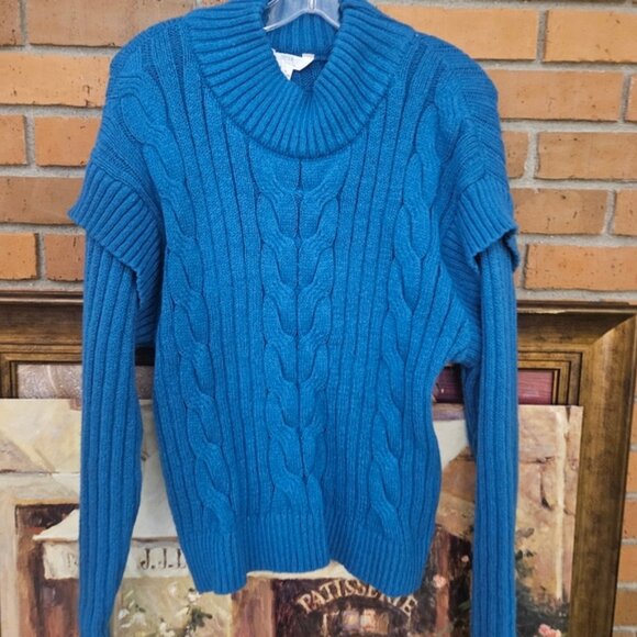 Blue Cable Knit Sweater Time and Tru - Picture 9 of 11